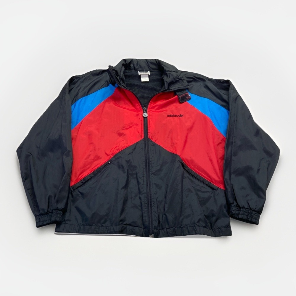 Vintage Adidas Windbreaker Jacket Mens L Colorblock Trefoil 90s Lined Track